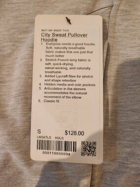 lululemon City Sweat Pullover Hoodie Men's Small (New) - Grey